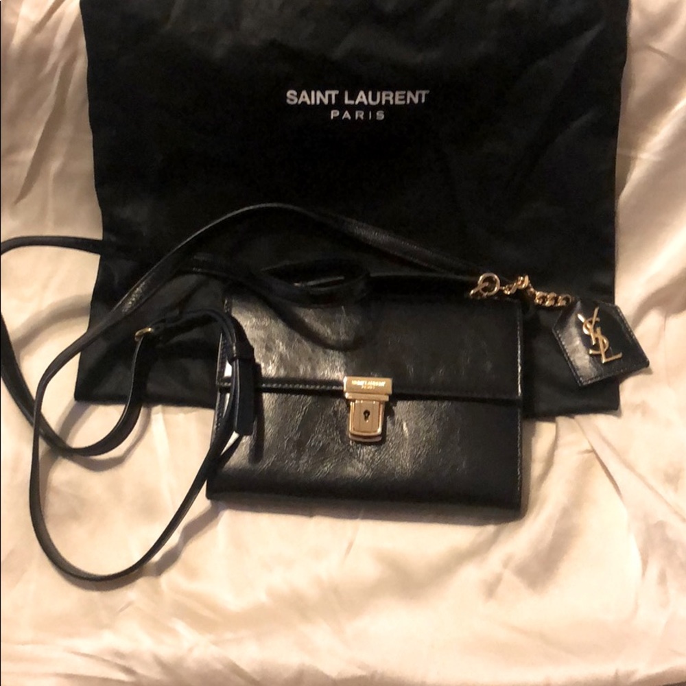 Saint Laurent Paris YSL Mini Black & Gold Purse